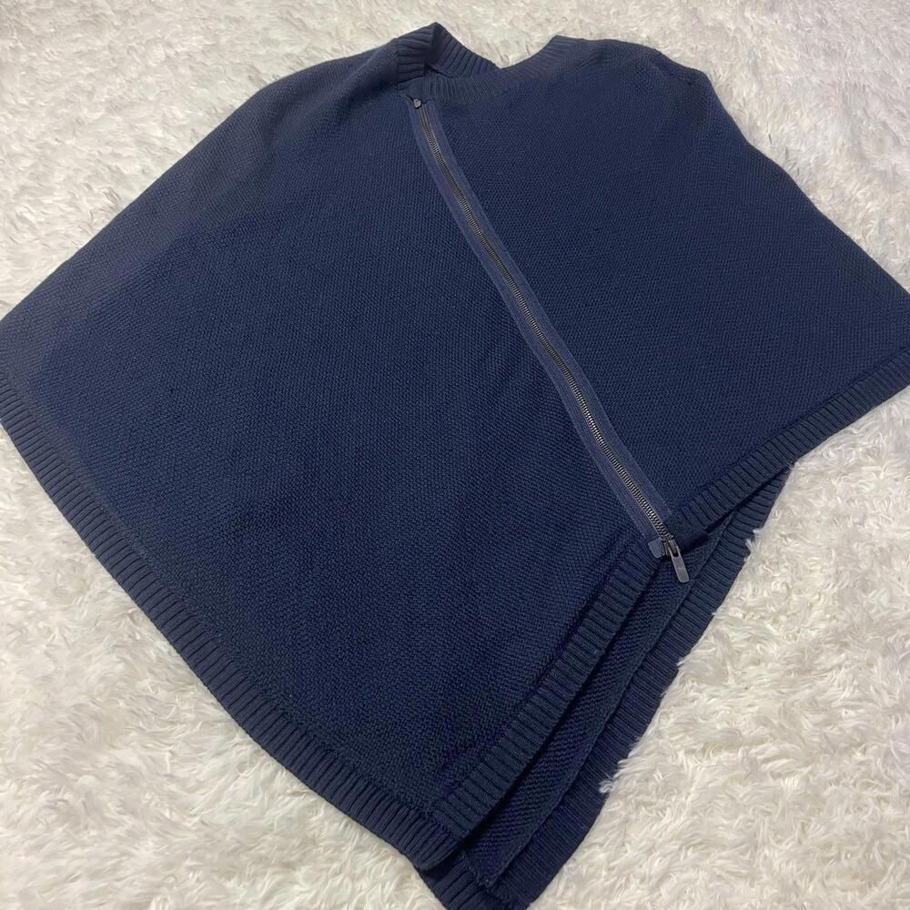 Lululemon Womens Poncho Blue 100% Merino Wool One Size asymmetrical zip
